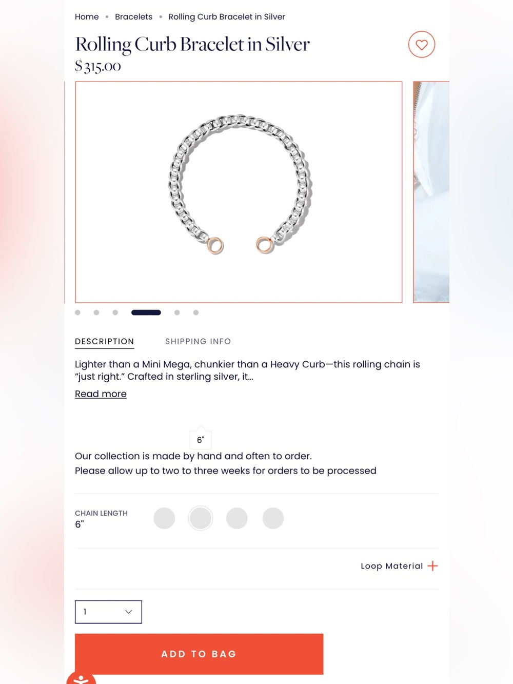 Marla Aaron Rolling Curb chain Bracelet in Silver